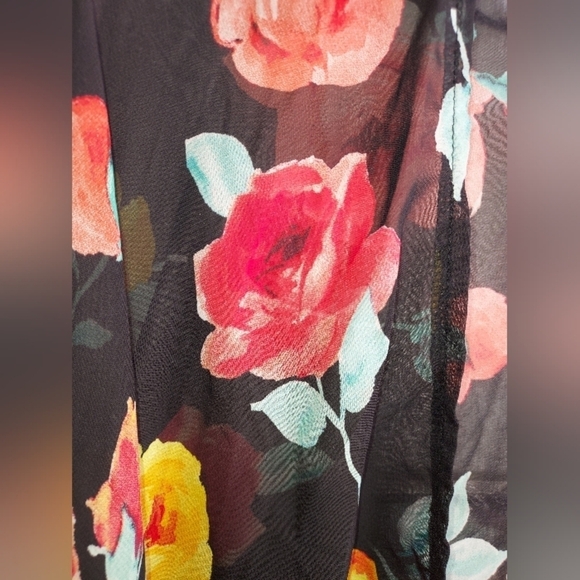 Floral and black swim cover up - Picture 3 of 3